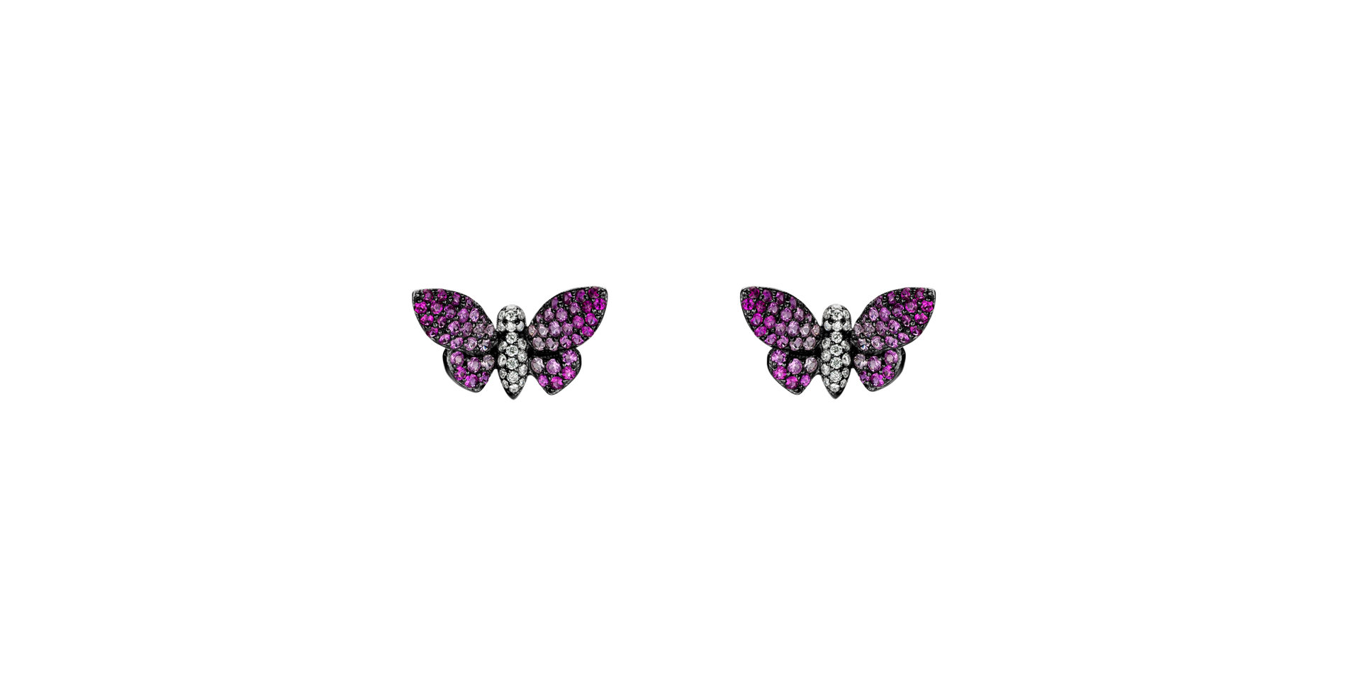 Náušnice s rubínmi, zafírmi a diamantmi Graceful Butterfly