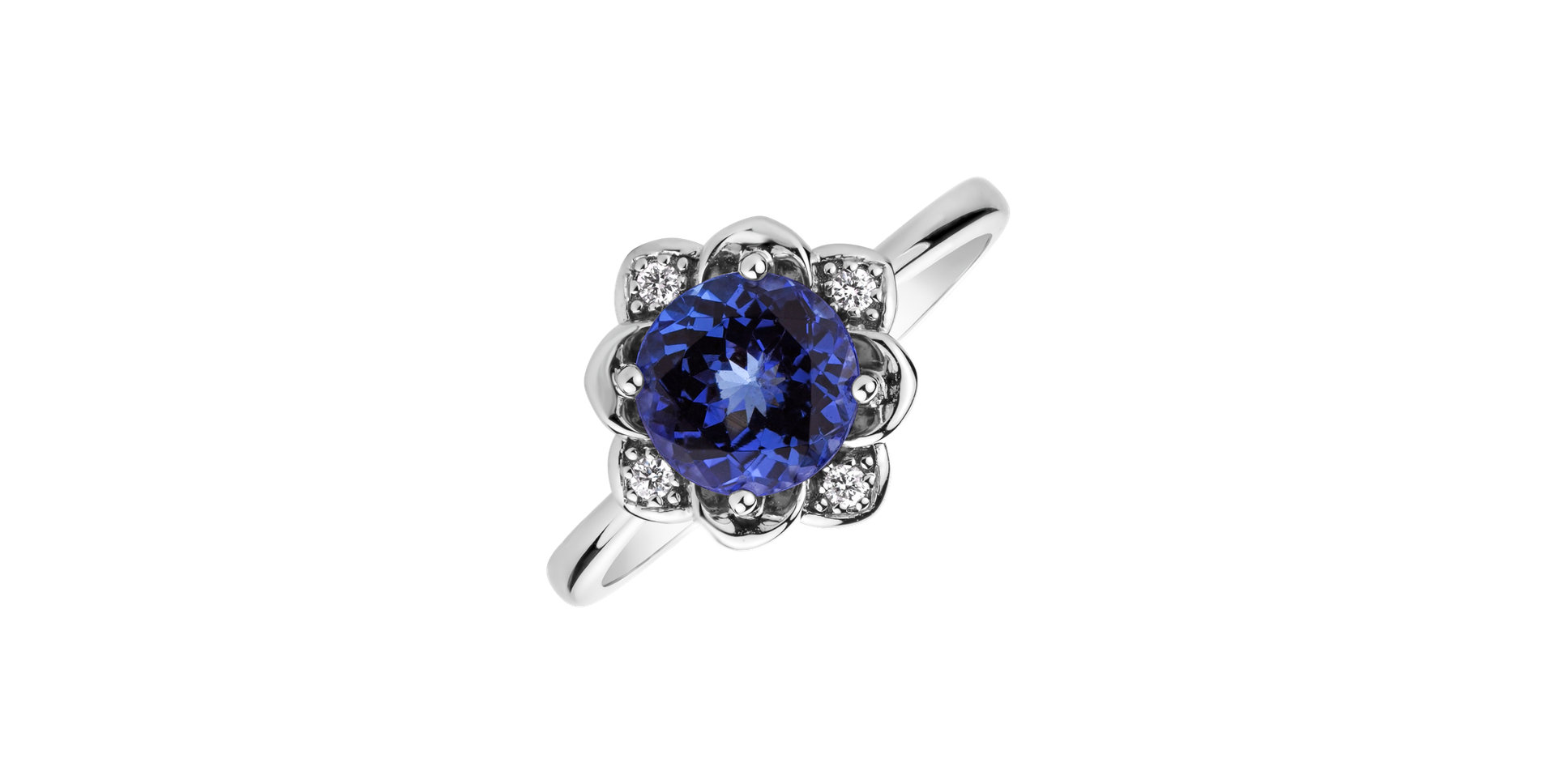 Prsteň s tanzanitom a diamantmi Galaxy Flower
