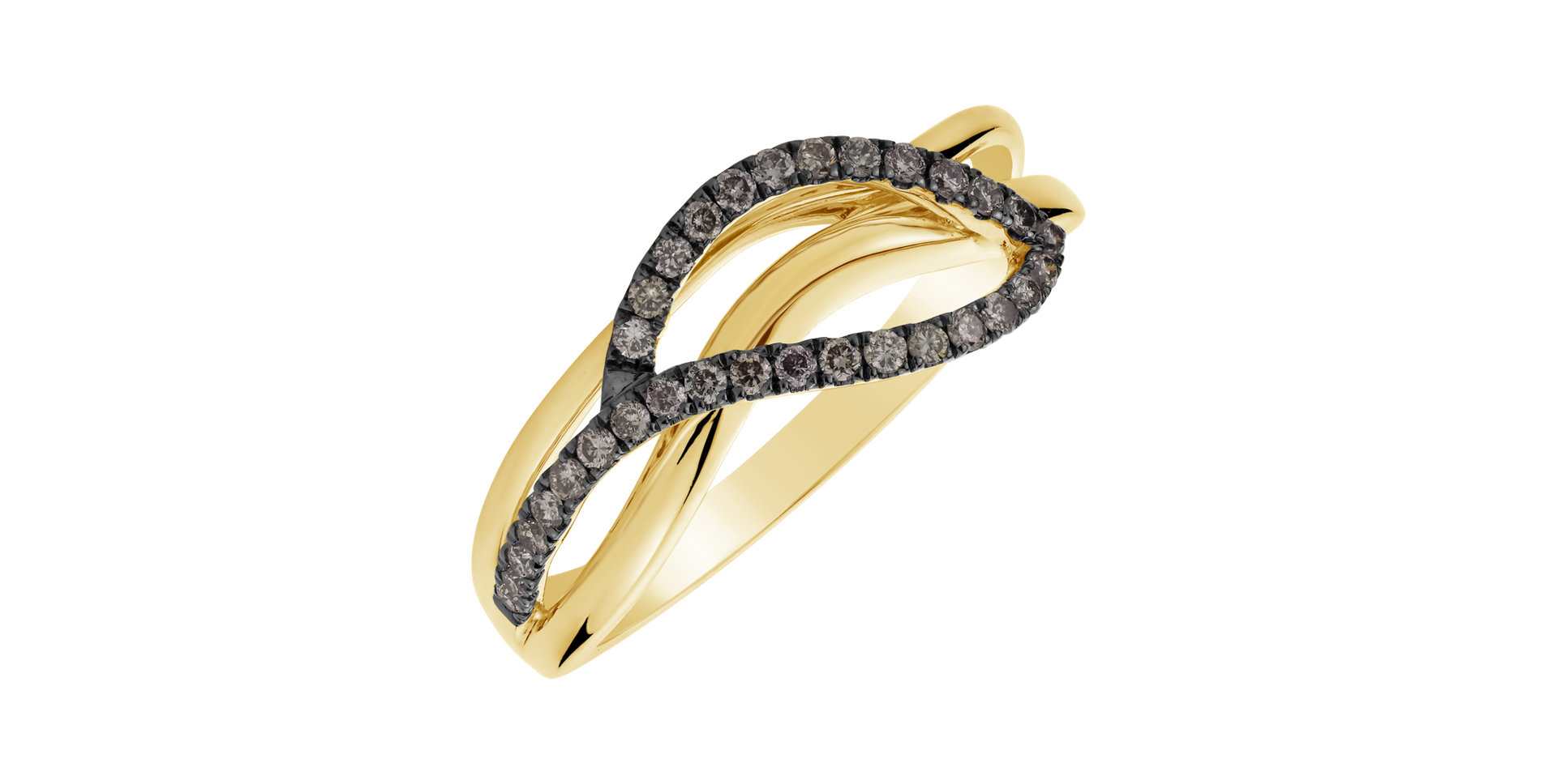 Prsteň s hnedými diamantmi Dazzling Leaf