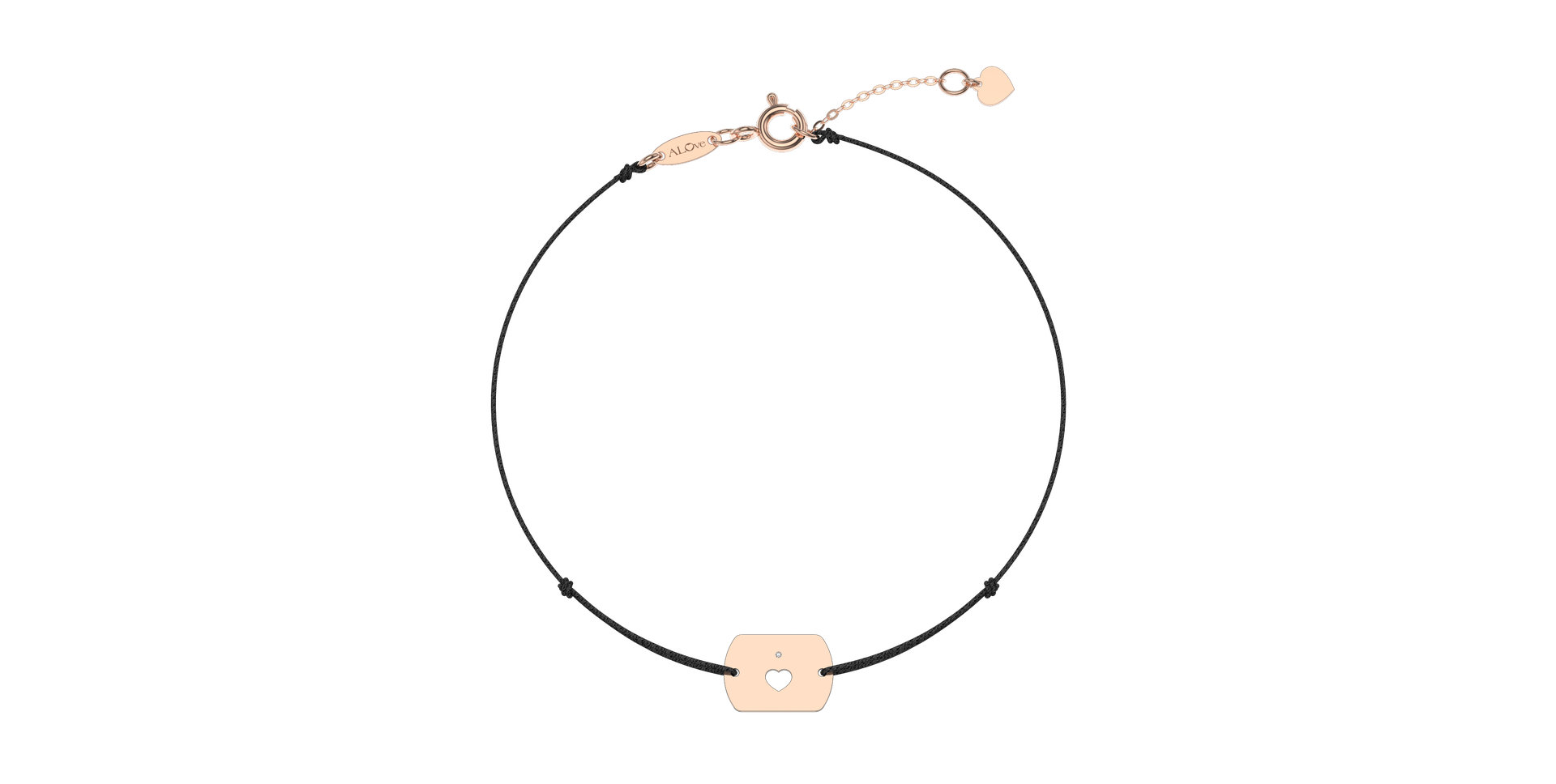 Diamantový náramok so šnúrkou Heart Stamp