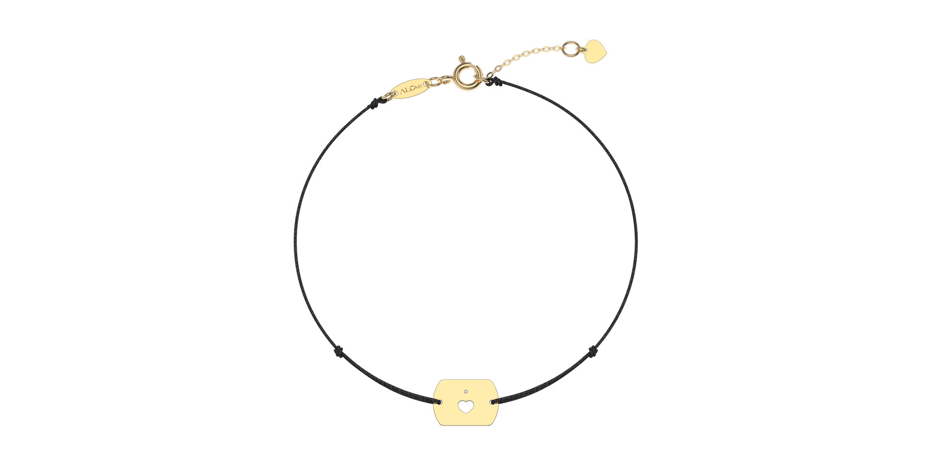 Diamantový náramok so šnúrkou Heart Stamp