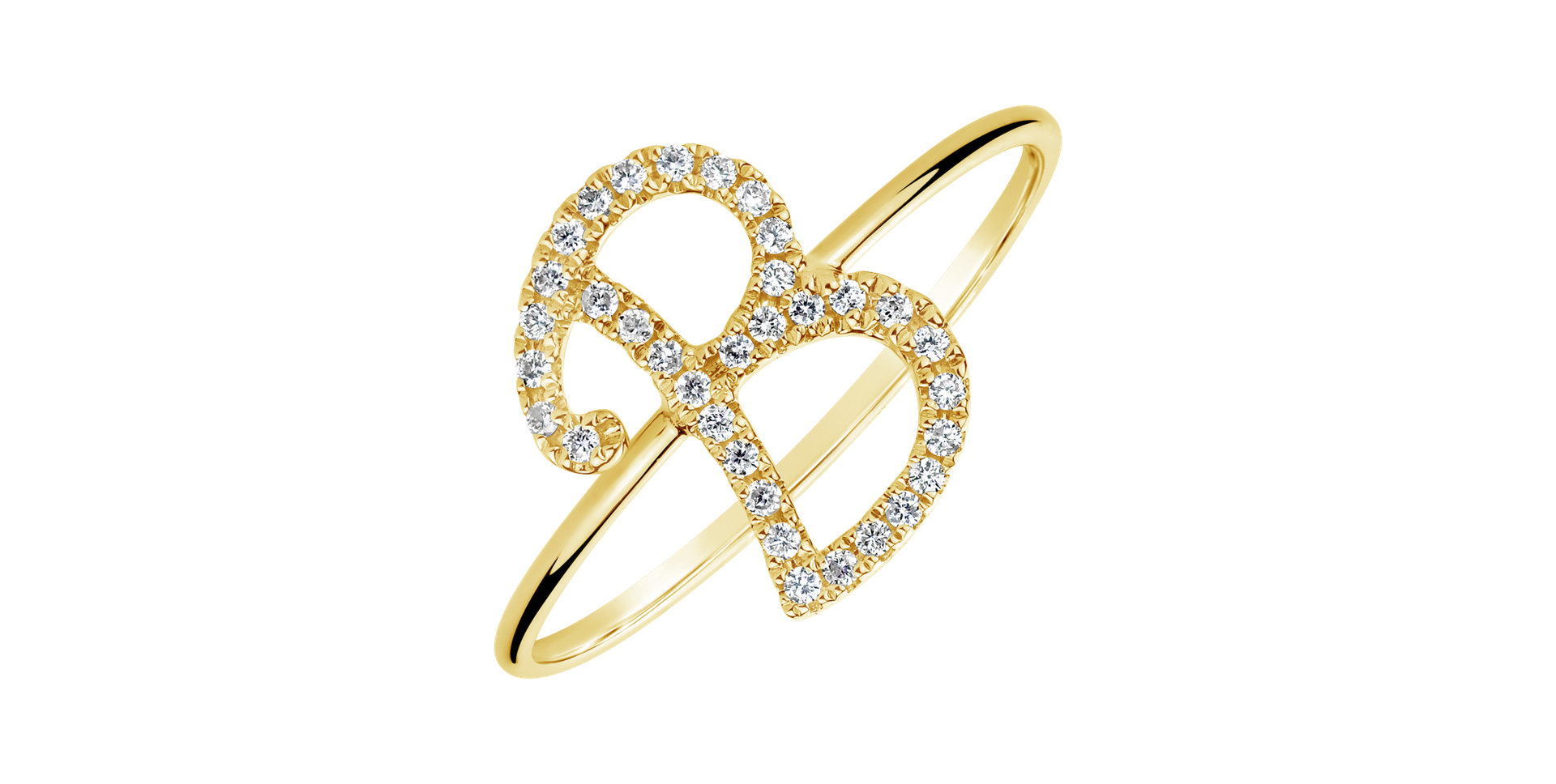 Prsteň s diamantmi Curly Glittery B