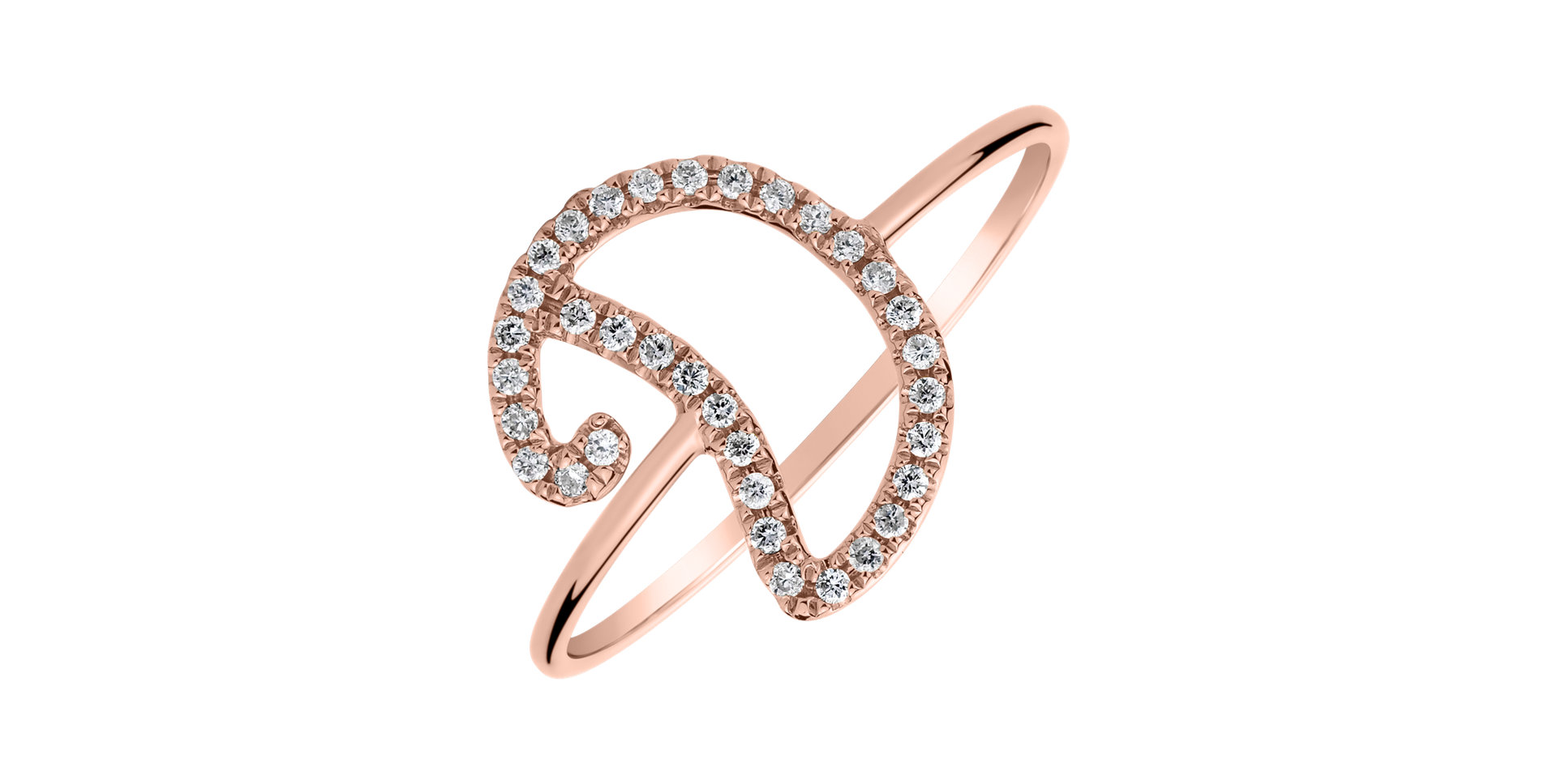 Prsteň s diamantmi Curly Glittery D