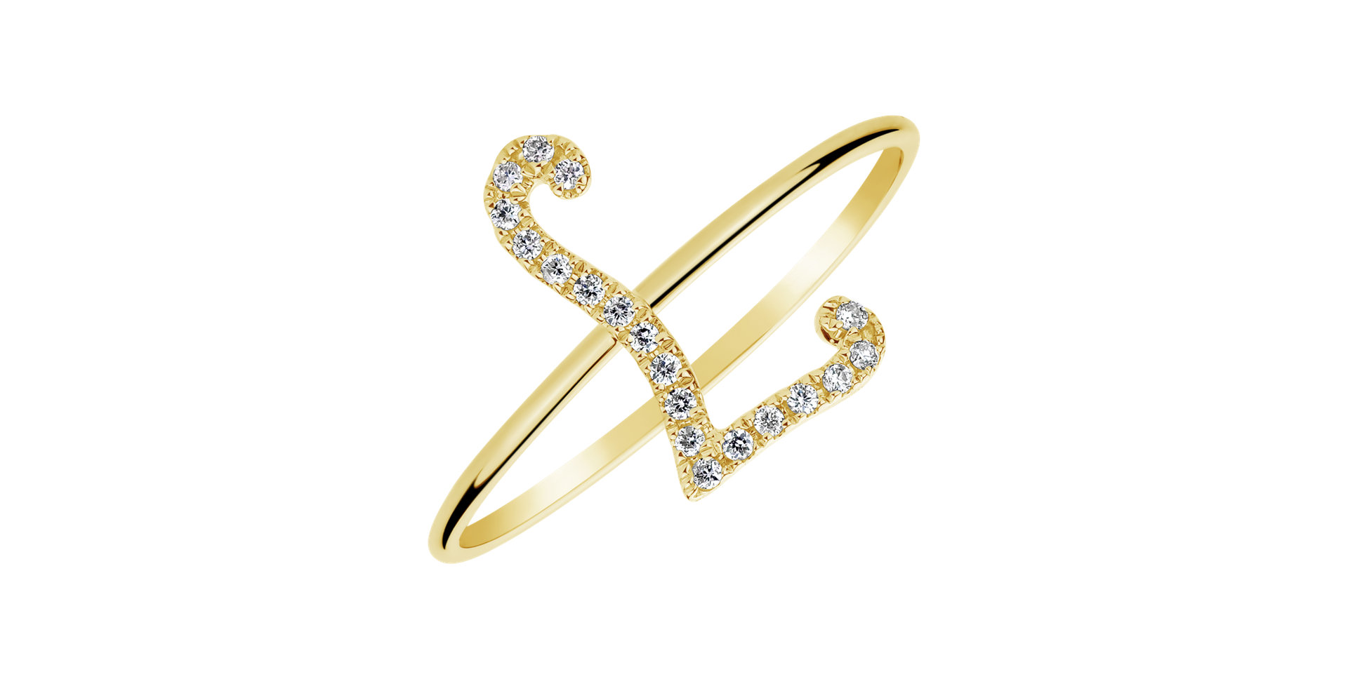 Prsteň s diamantmi Curly Glittery L