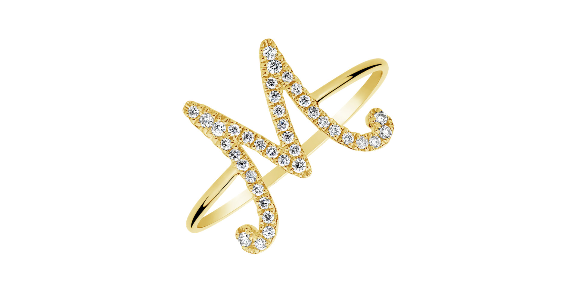 Prsteň s diamantmi Curly Glittery M