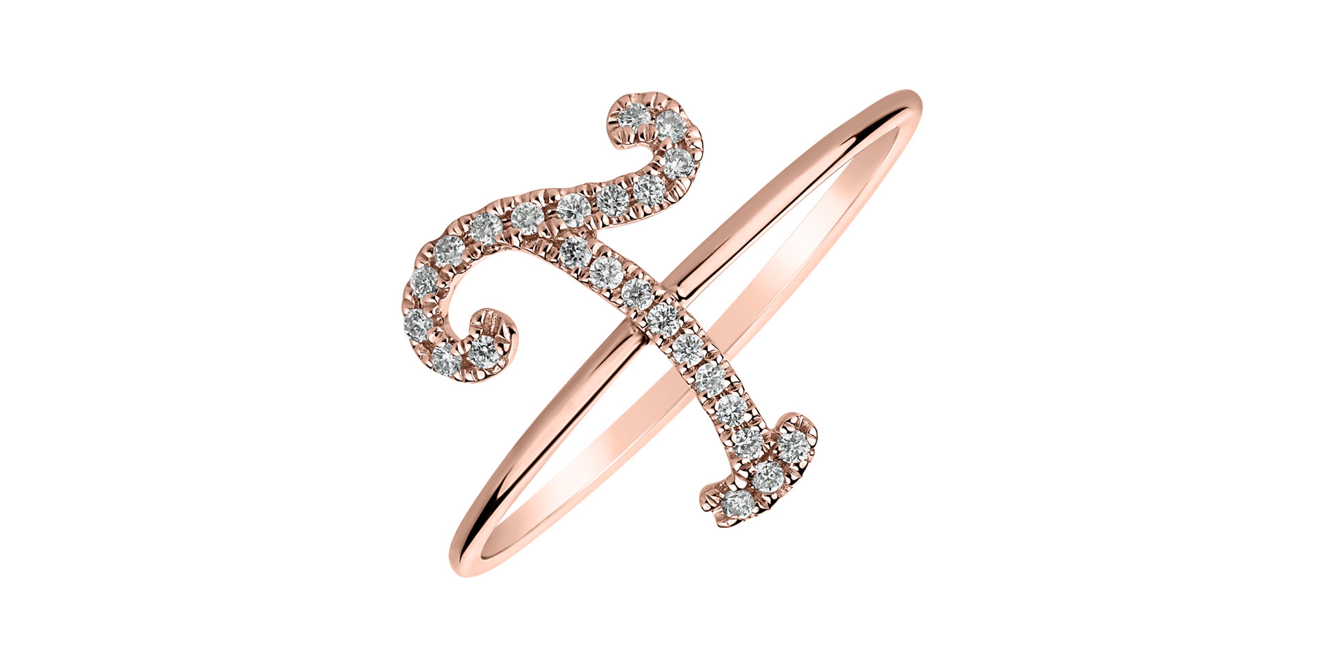 Prsteň s diamantmi Curly Glittery T