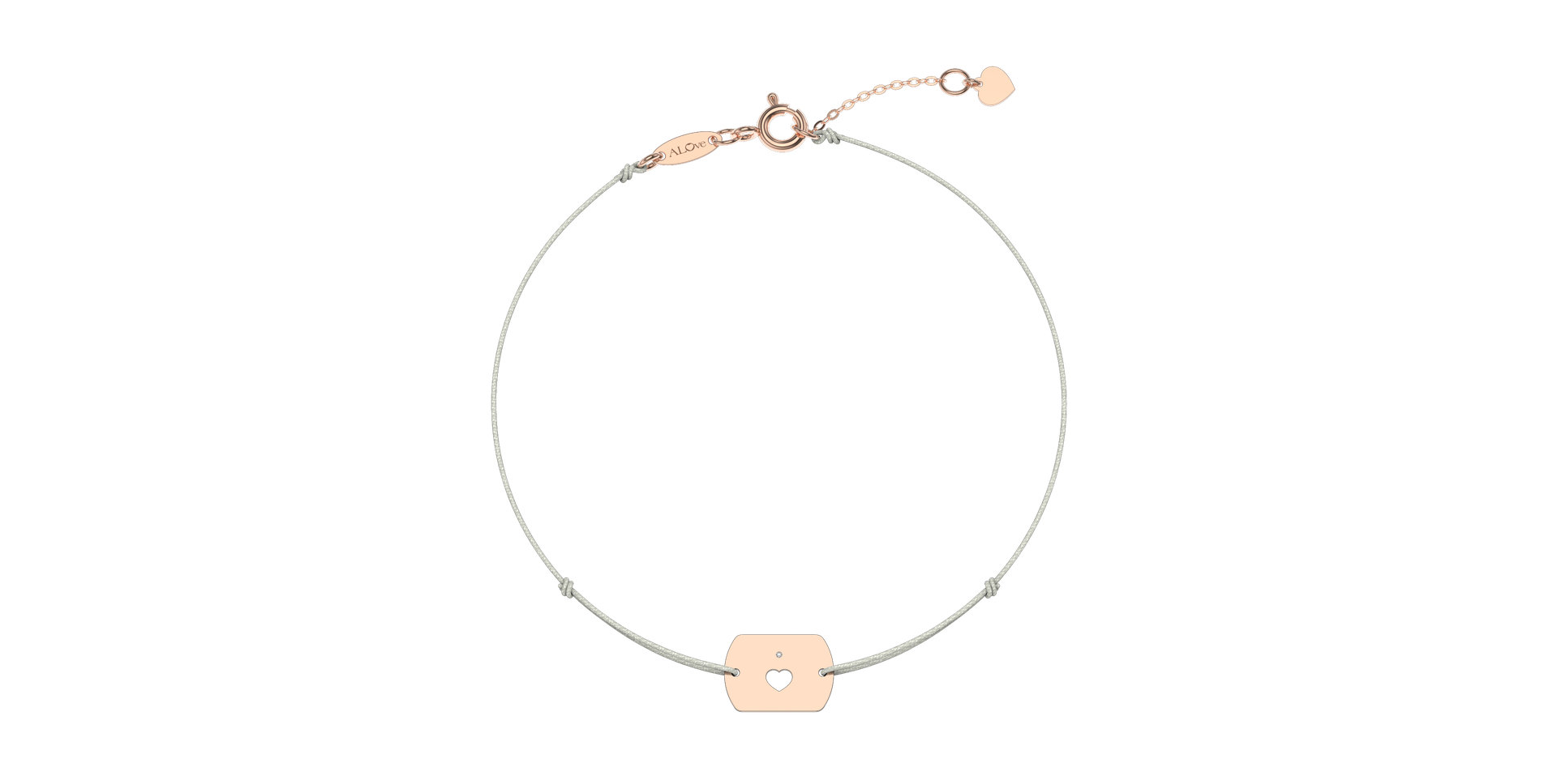 Diamantový náramok so šnúrkou Heart Stamp