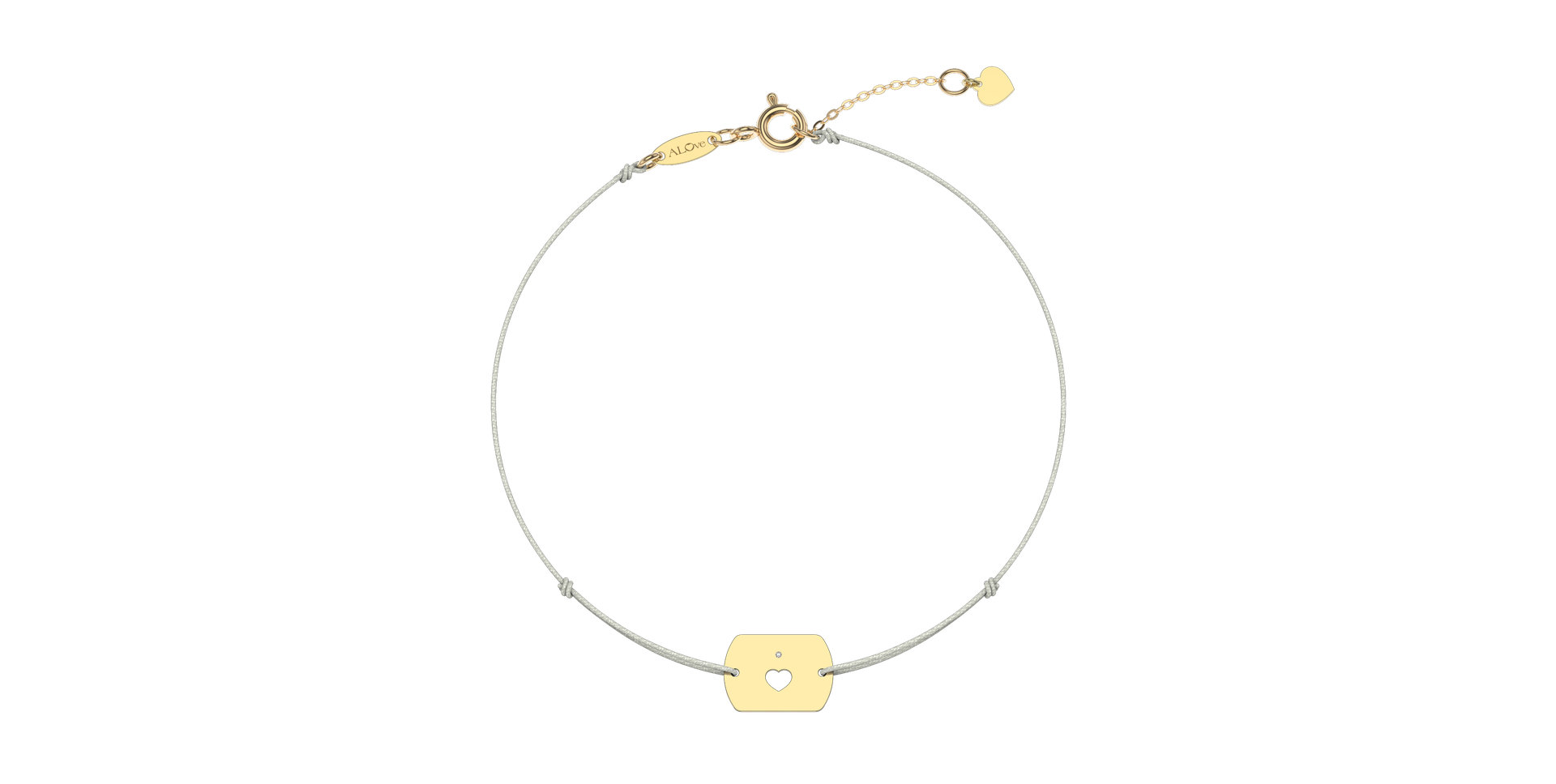 Diamantový náramok so šnúrkou Heart Stamp