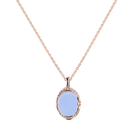 Přívěsok s chalcedonom a diamantmi Mystique