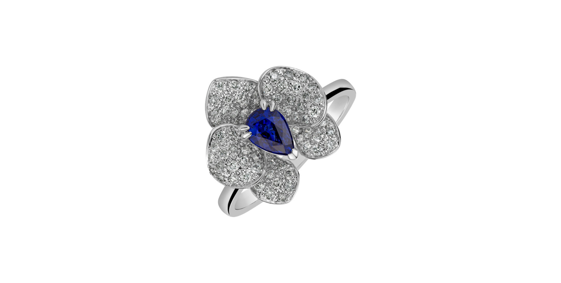 Prsteň s zafírom a diamantmi Gentle Blossom