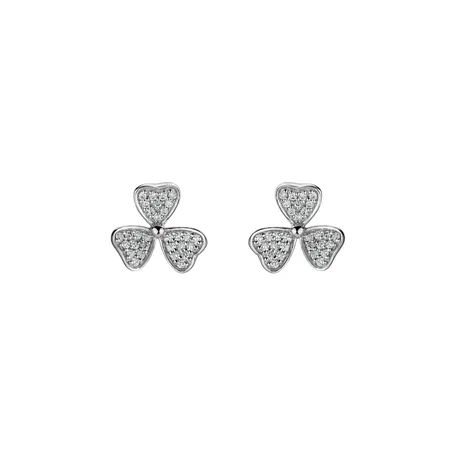 Náušnice s diamantmi Happy Trefoil