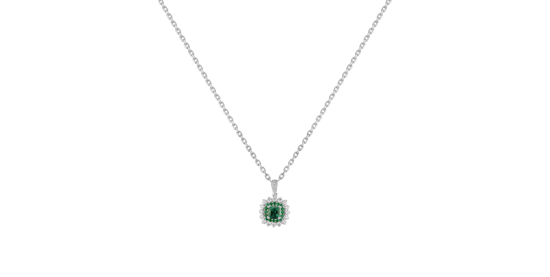 Přívěsok so smaragdmi a diamantmi Radiant Shine