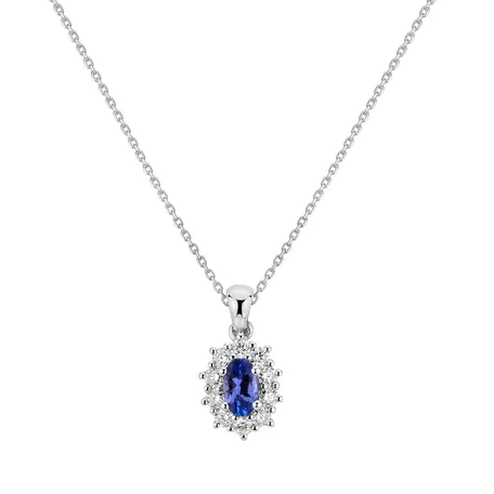 Přívěsok s tanzanitom a diamantmi Goddess Elegance