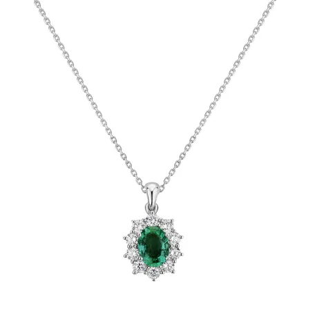 Přívěsok so smaragdom a diamantmi Goddess Elegance