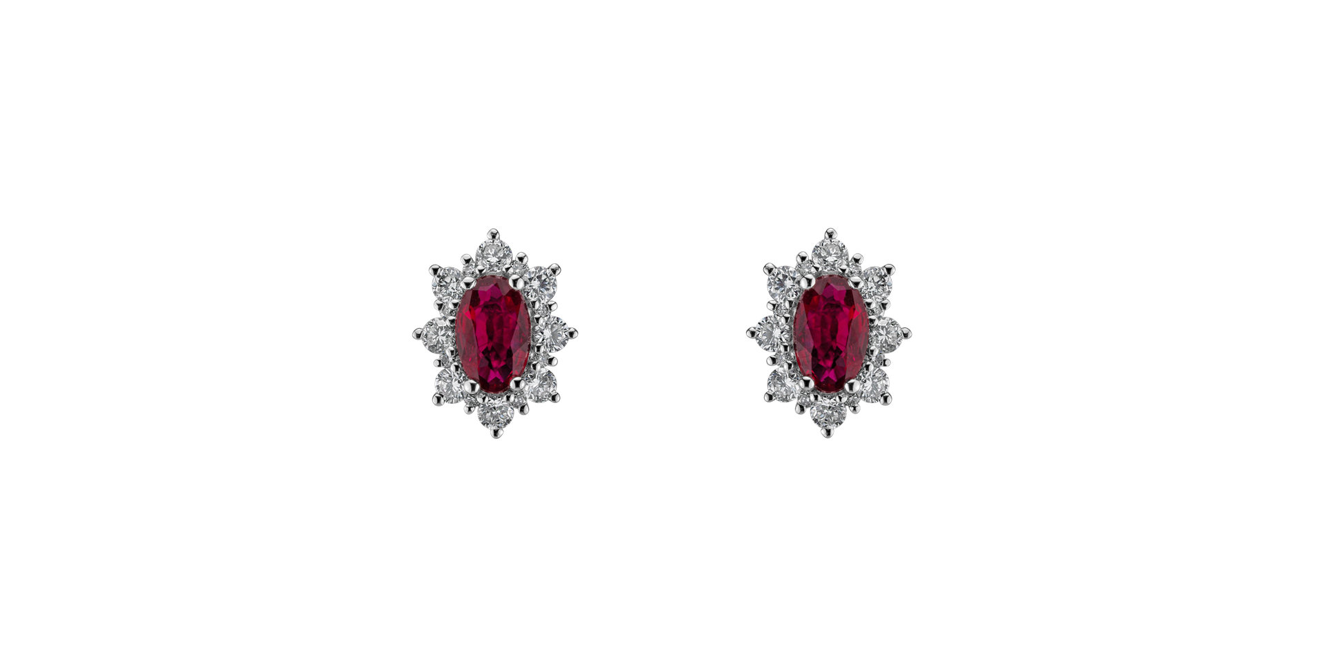 Náušnice s diamantmi a rubínom Princess