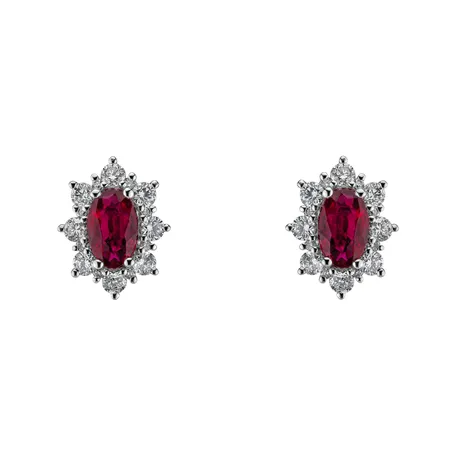 Náušnice s diamantmi a rubínom Princess