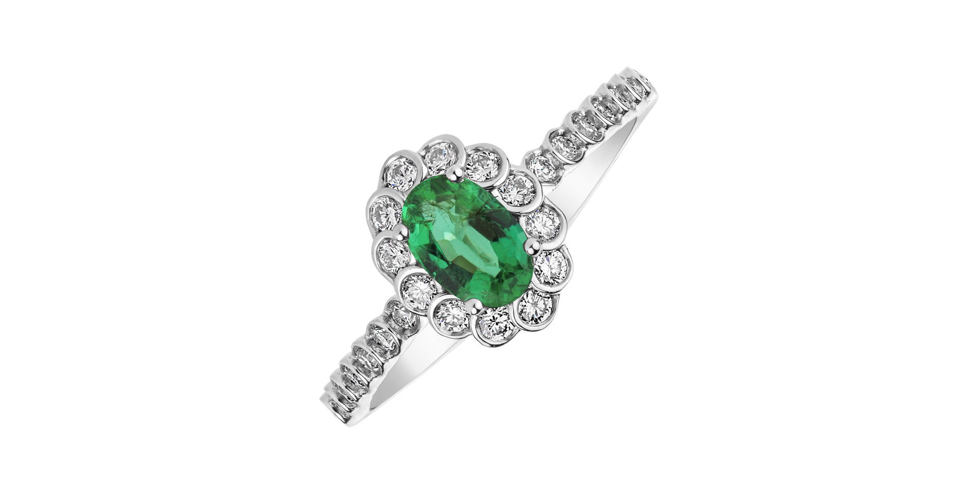 Prsteň s diamantmi a smaragdom Glamour Princess