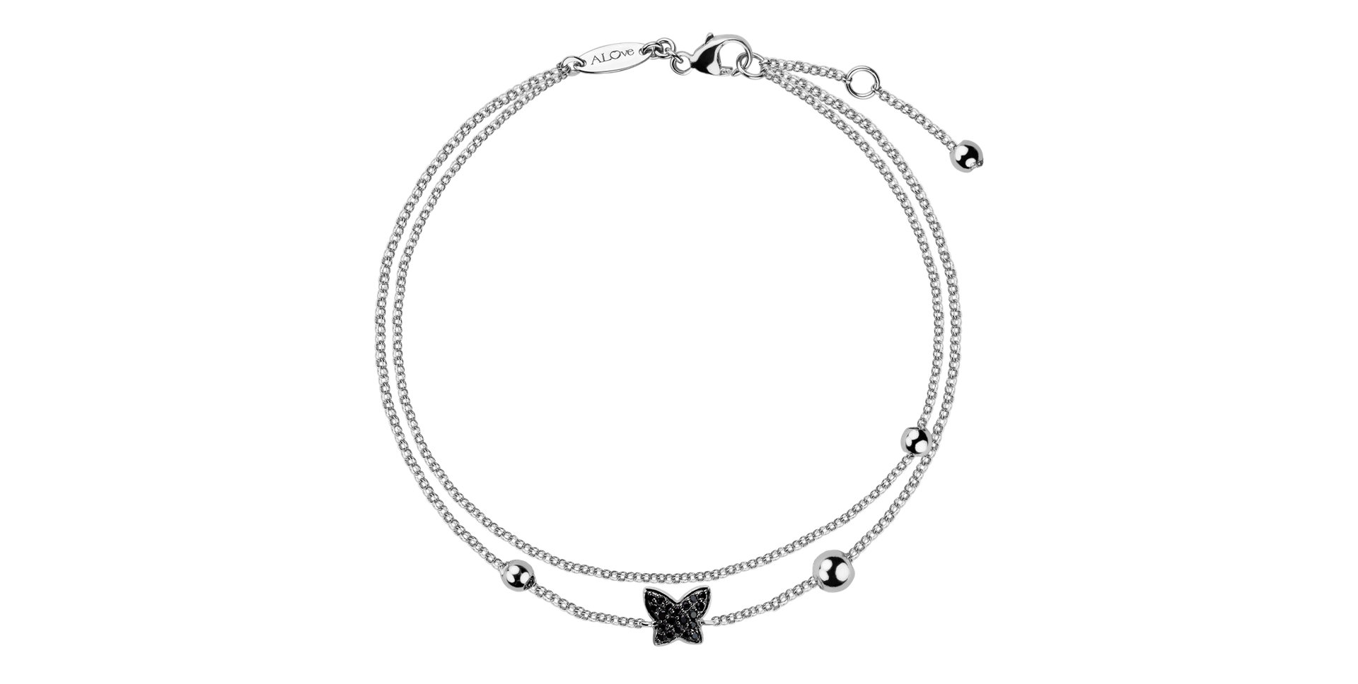 Náramok s čiernymi diamantmi Amazing Butterfly