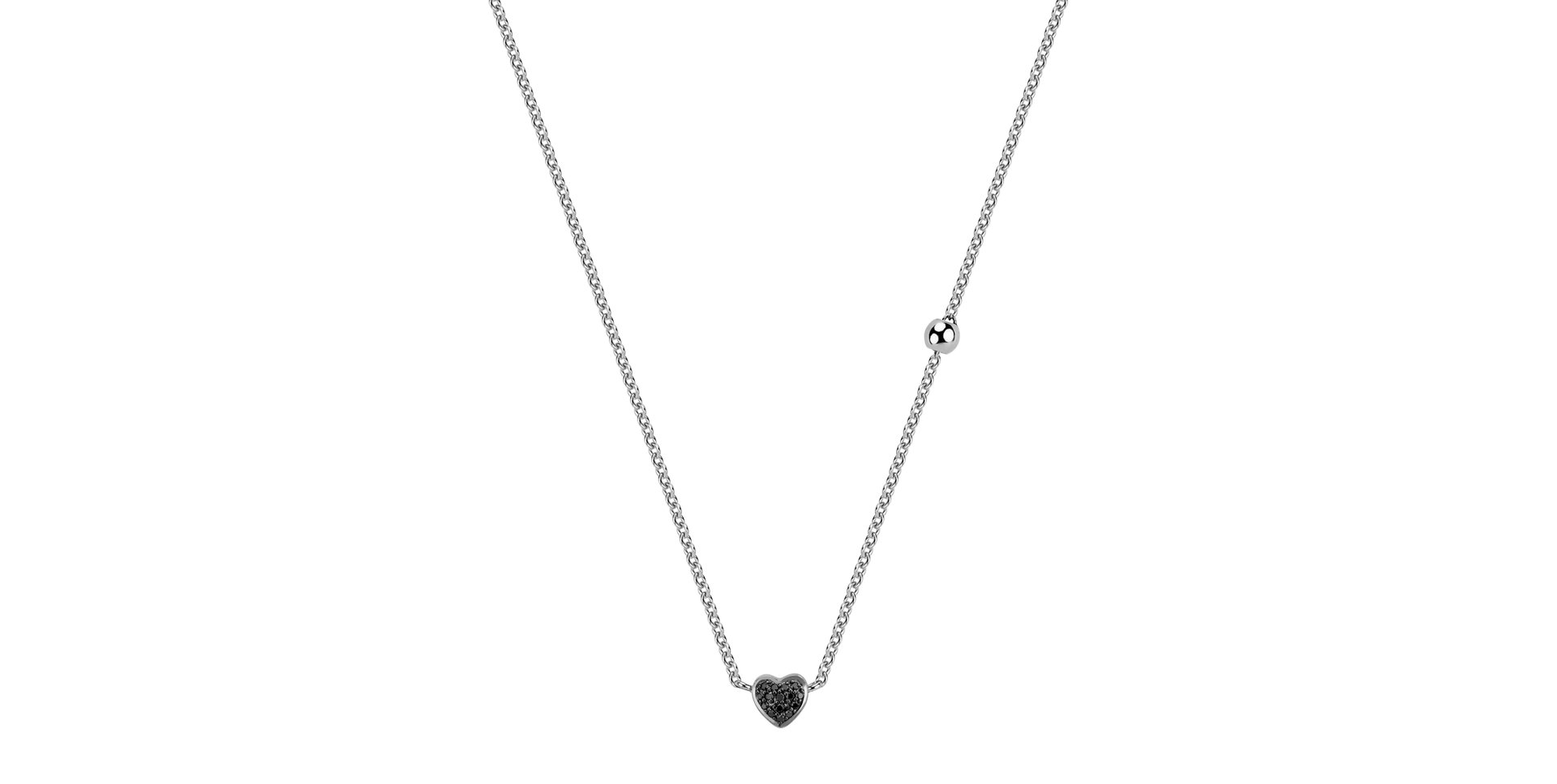 Náhrdelník s čiernymi a bielymi diamantmi Tender Heart