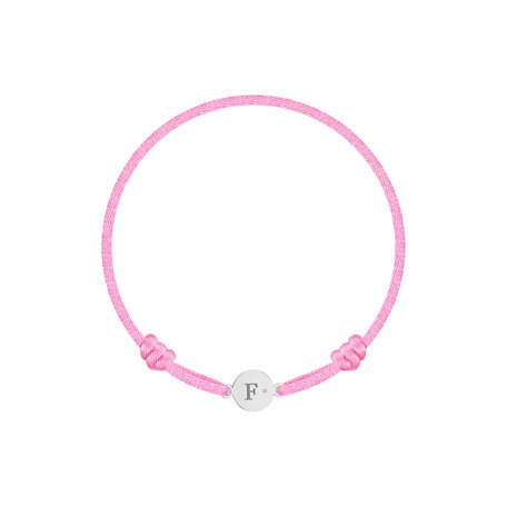 Detský diamantový náramok so šnúrkou Circle Letter F