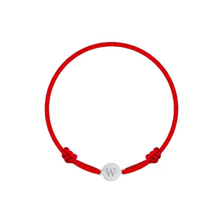 Detský diamantový náramok so šnúrkou Circle Letter W