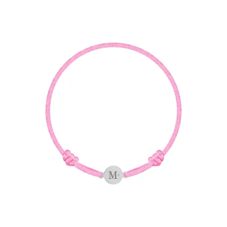 Detský diamantový náramok so šnúrkou Circle Letter M