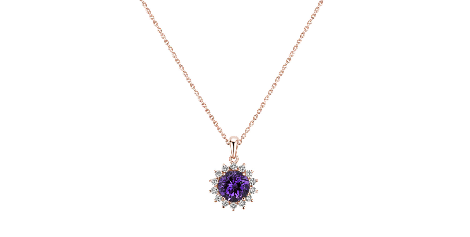 Prívesok s diamantmi a ametystom brazil Lilac Flower