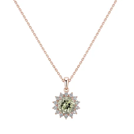 Prívesok s diamantmi a ametystom green Lilac Flower