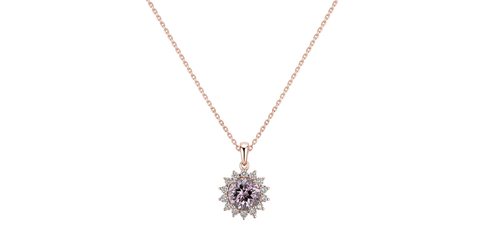 Prívesok s ruženínom a diamantmi Lilac Flower