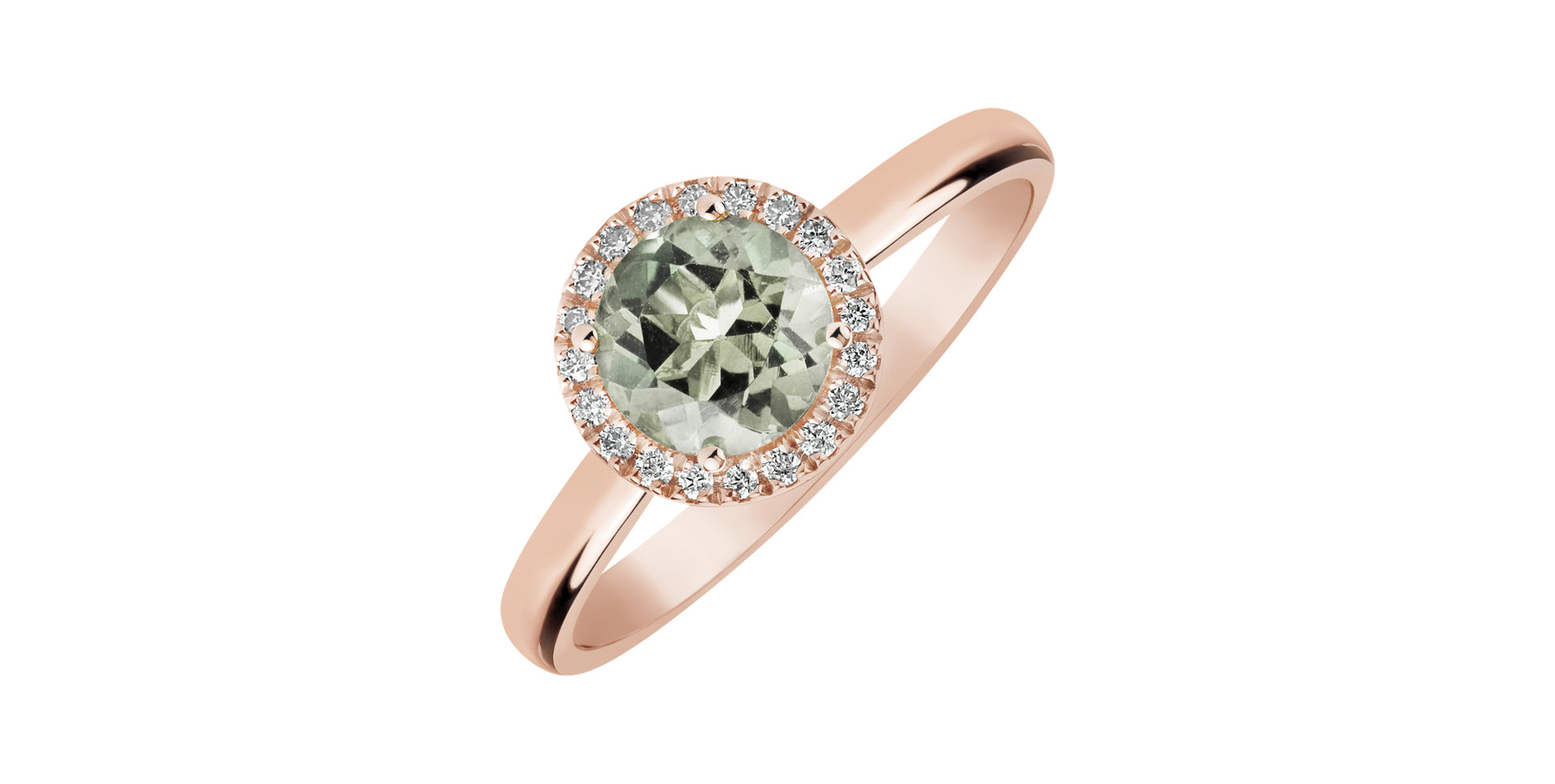 Prsteň s diamantmi a ametystom green Bonbon