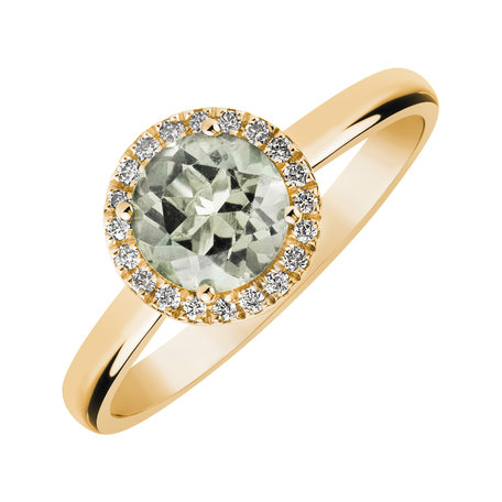 Prsteň s diamantmi a ametystom green Bonbon