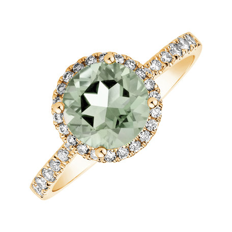 Prsteň s diamantmi a ametystom green Sparkly Bonbon