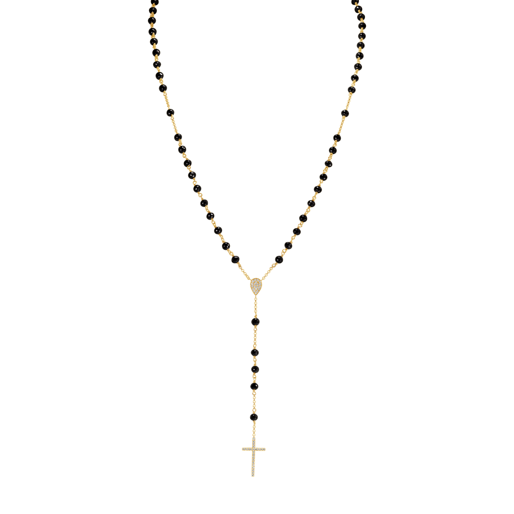 Náhrdelník s čiernymi diamantmi Elegant Cross | Halada