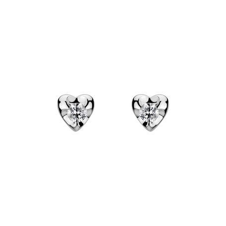 Náušnice s diamantom Full Hearts