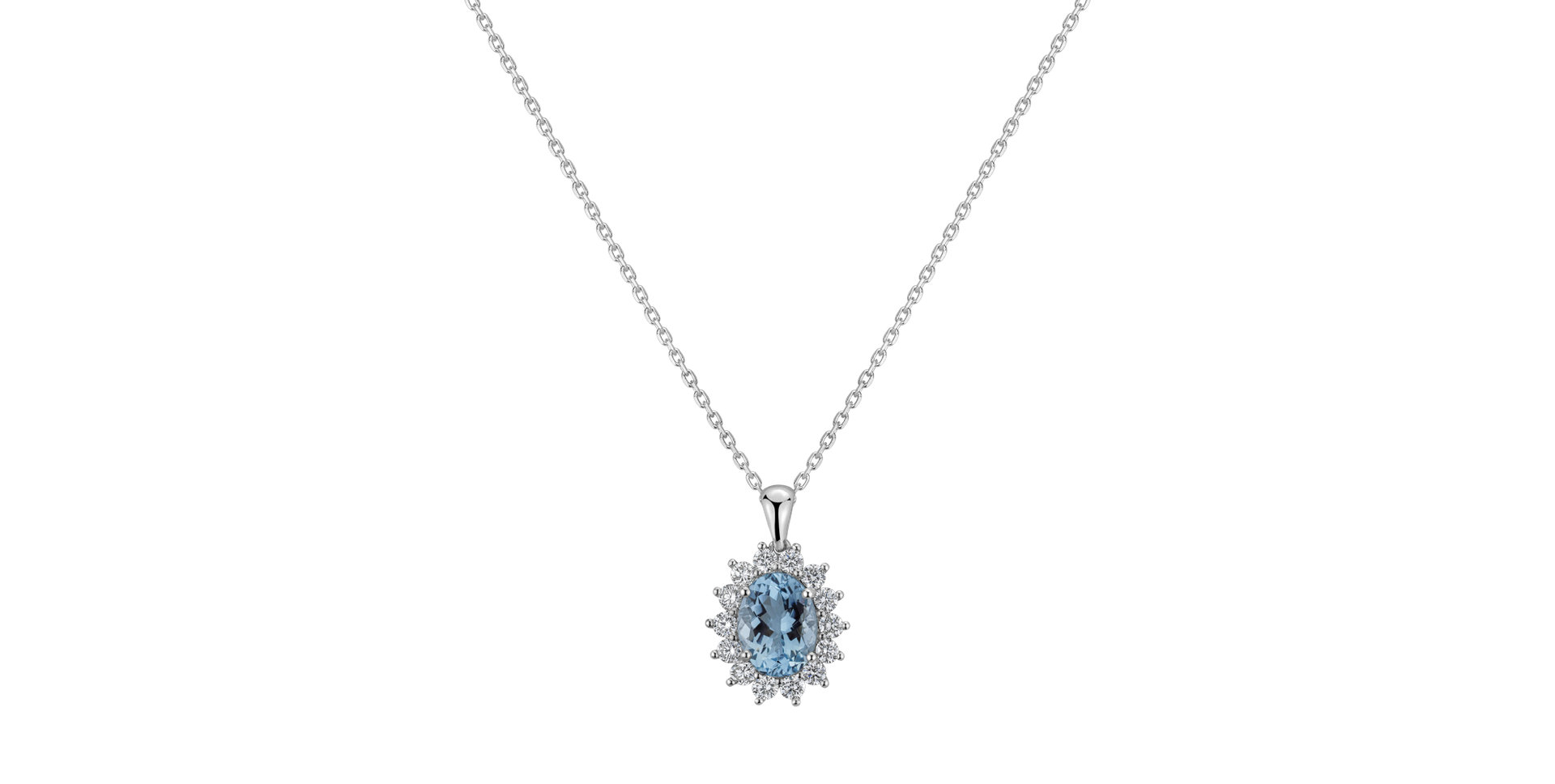 Přívěsok s akvamarínom a diamantmi Princess Sparkle