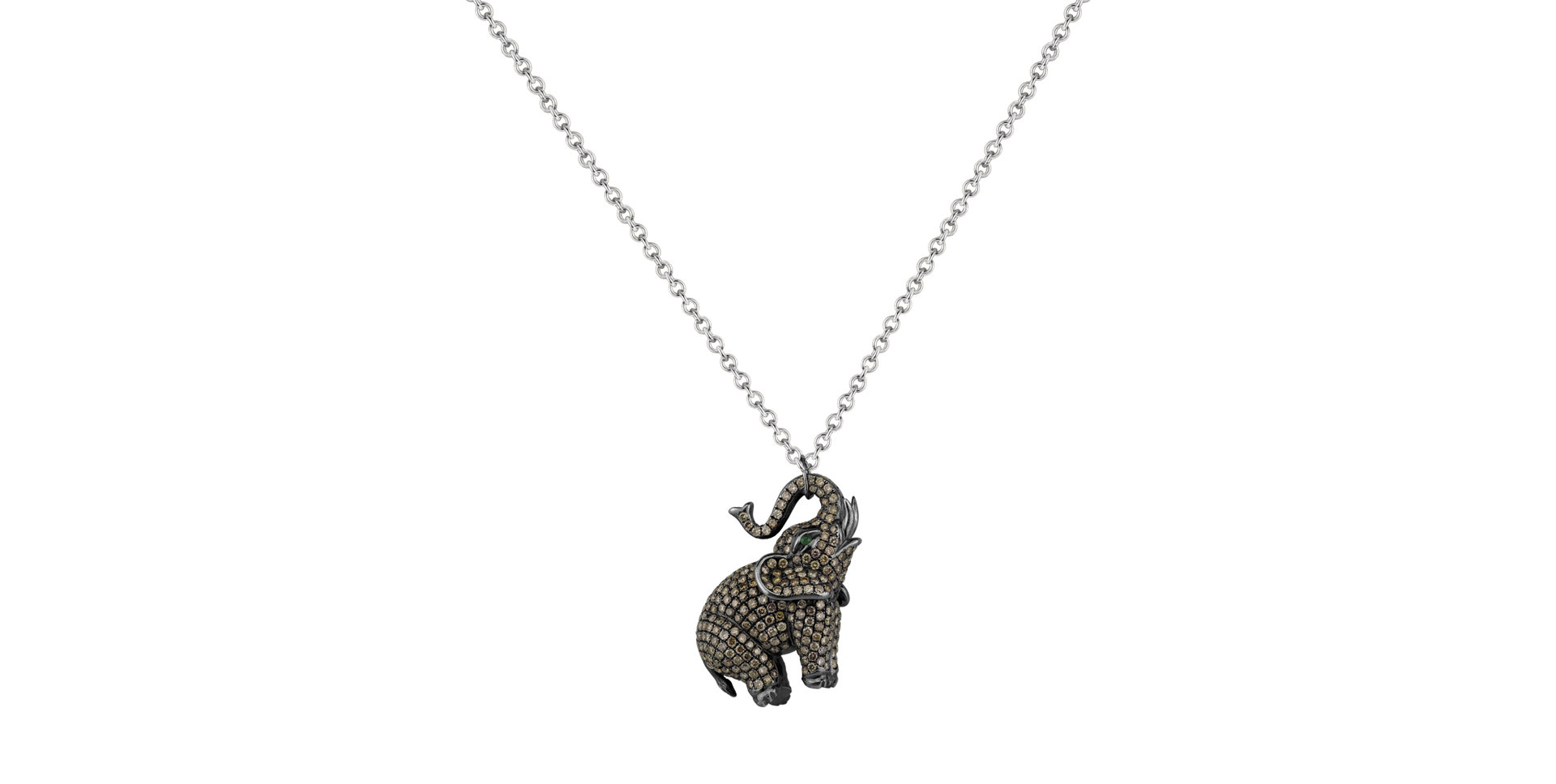 Přívěsok s hnedými diamantmi a smaragdmi Glorious Elephant