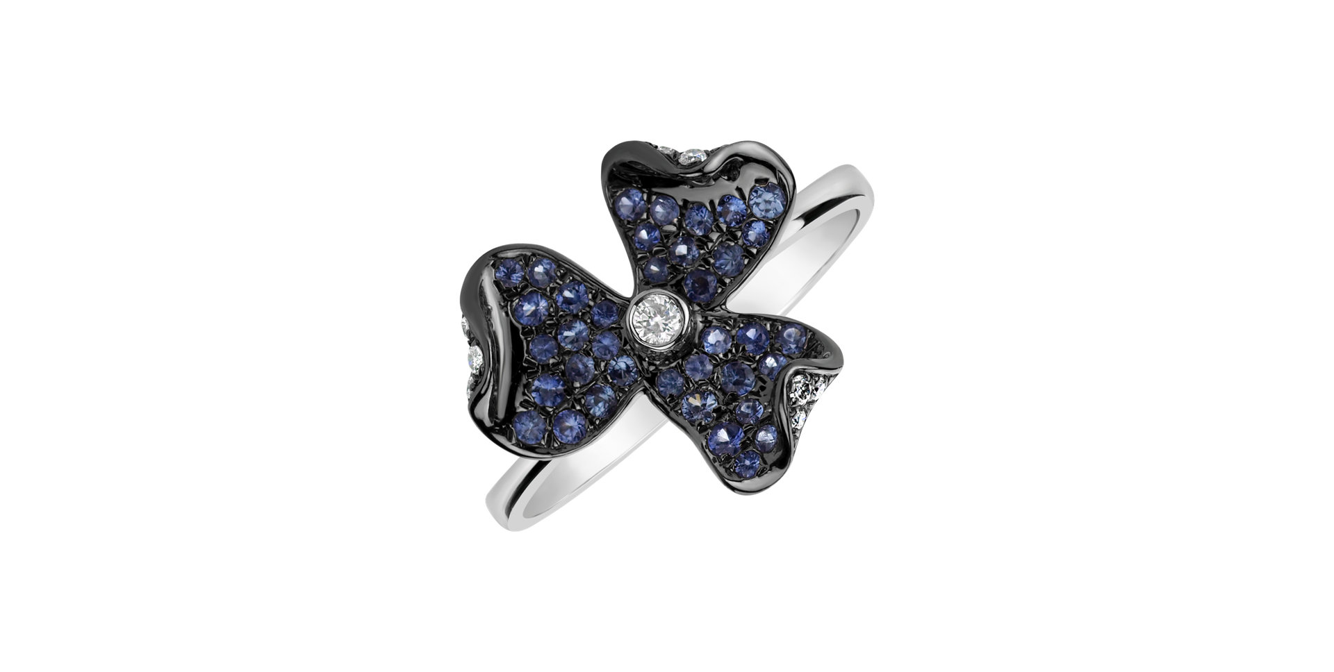 Prsteň s diamantmi a zafírmi Beauty Petals