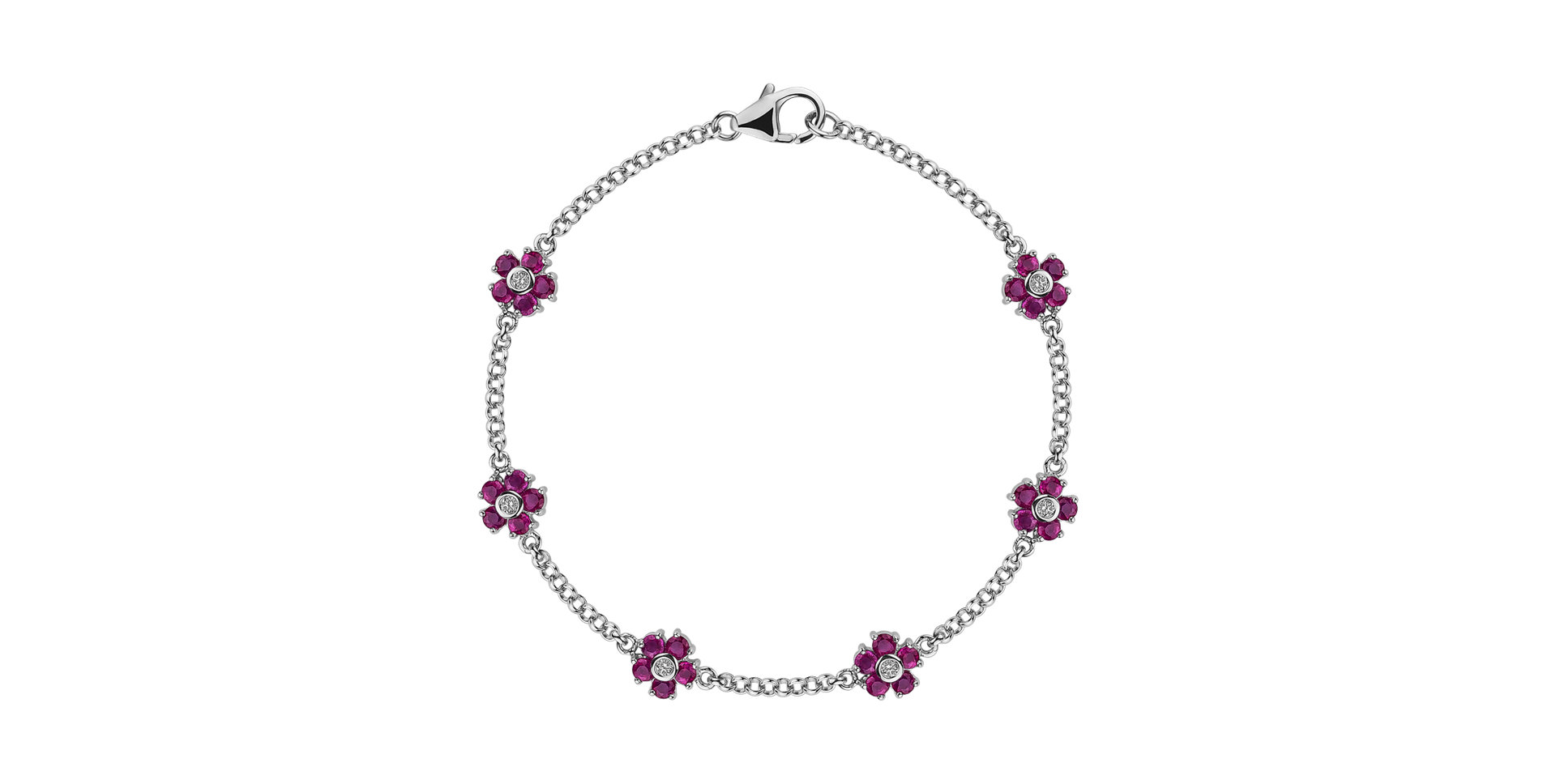 Dětský Náramok s diamantmi a rubínmi Sweet Blossoms