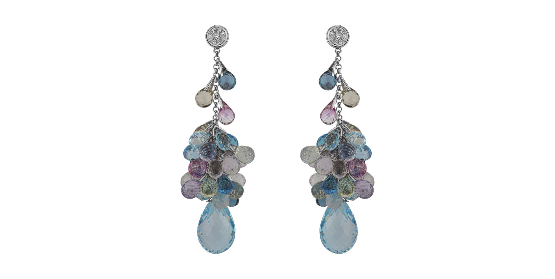 Náušnice s diamantmi a drahokamami Icarius