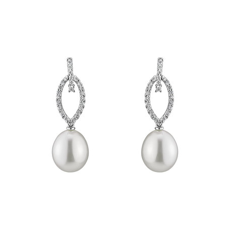 Náušnice s perlou a diamantmi Virginia Pearls