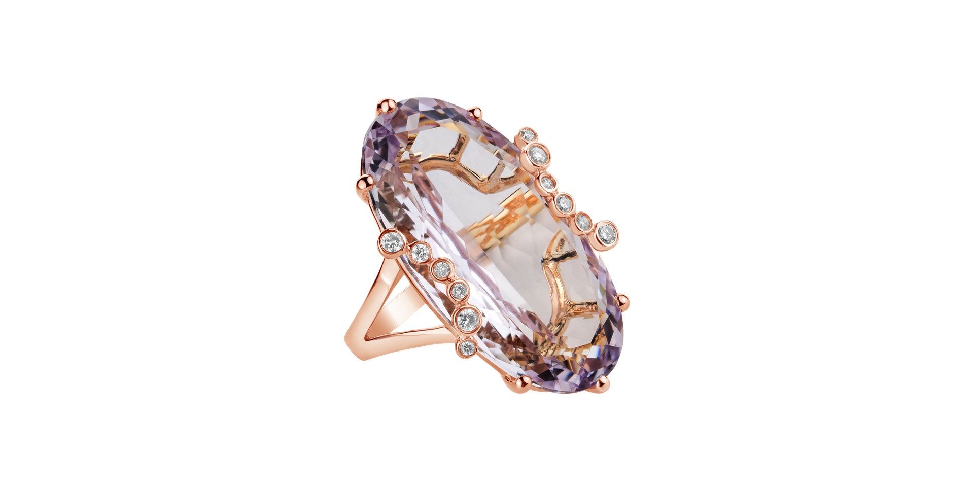 Prsteň s ametystom a diamantmi Nieves