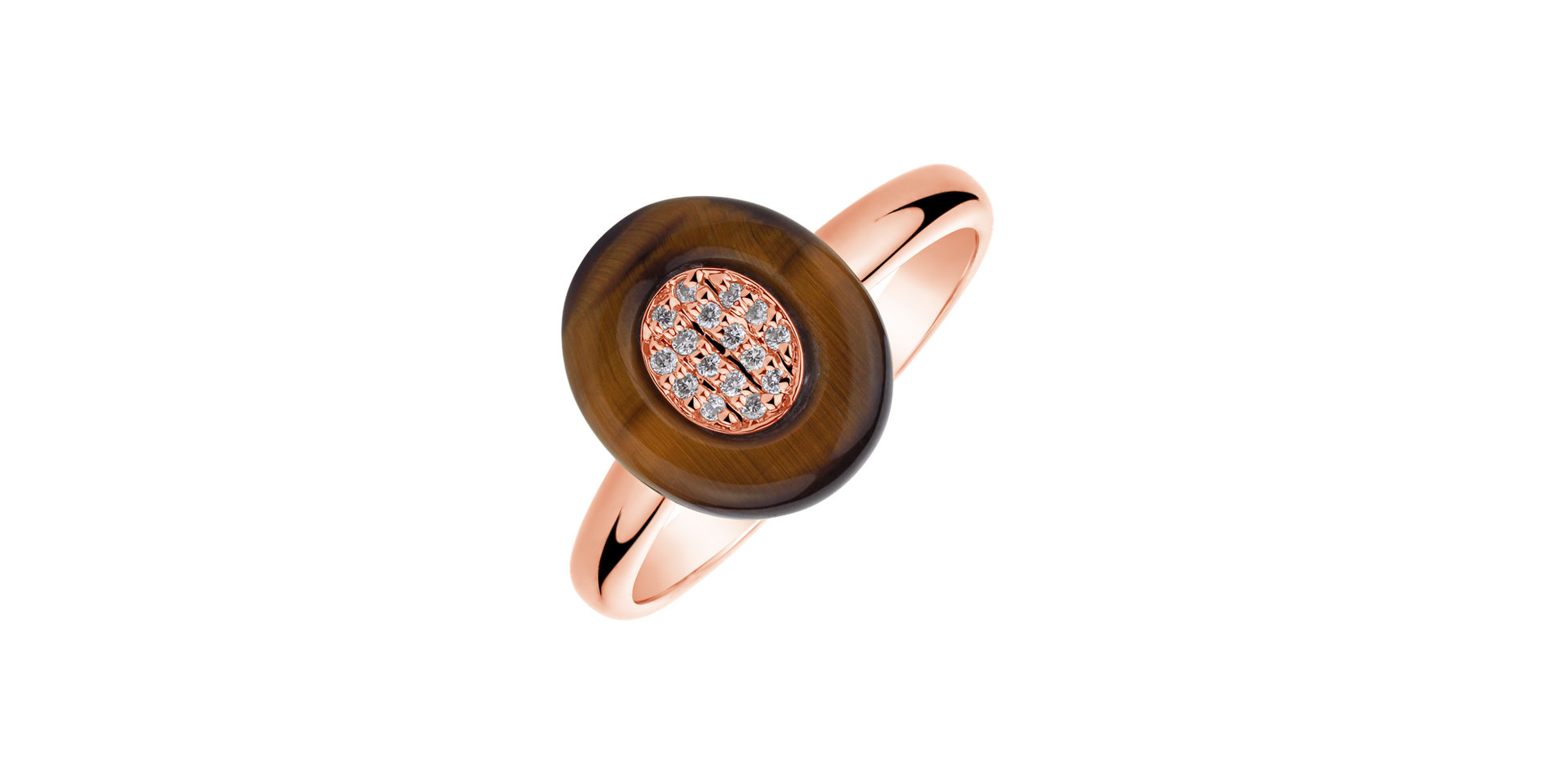 Prsteň s tygrím okom a diamantmi Viridescent