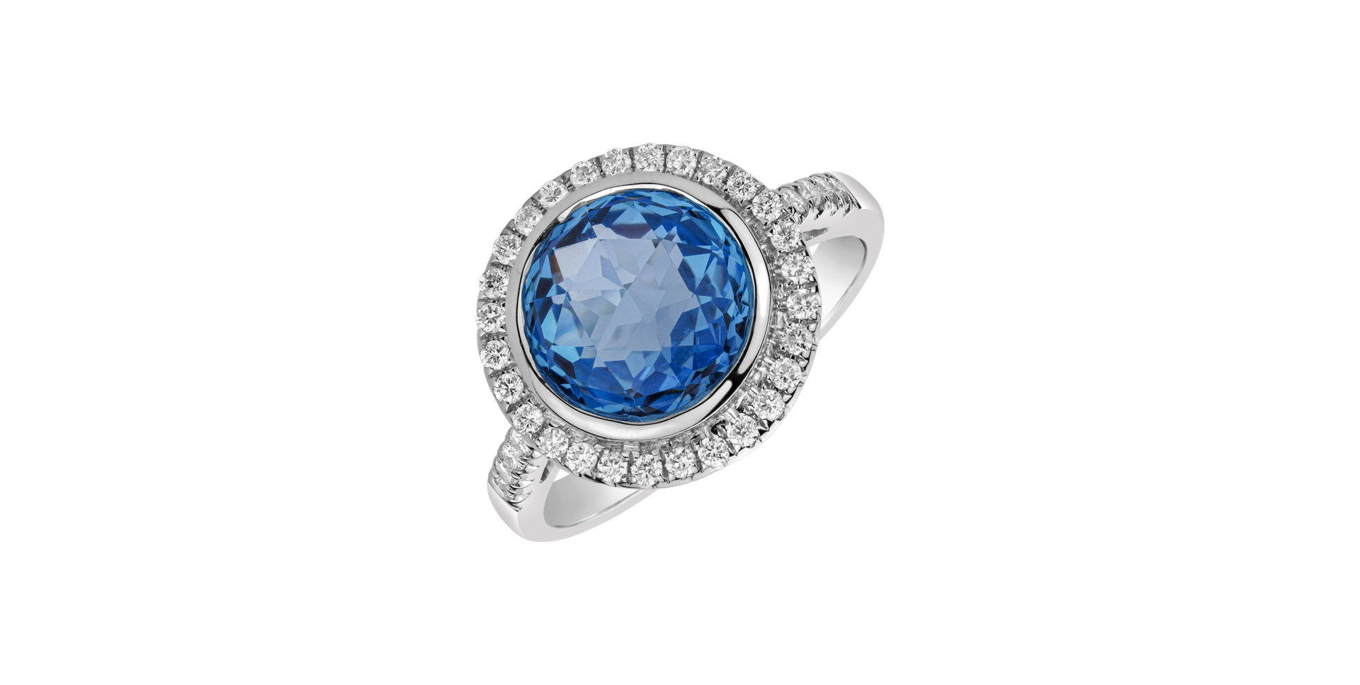 Prsteň s topásom a diamantmi Defender