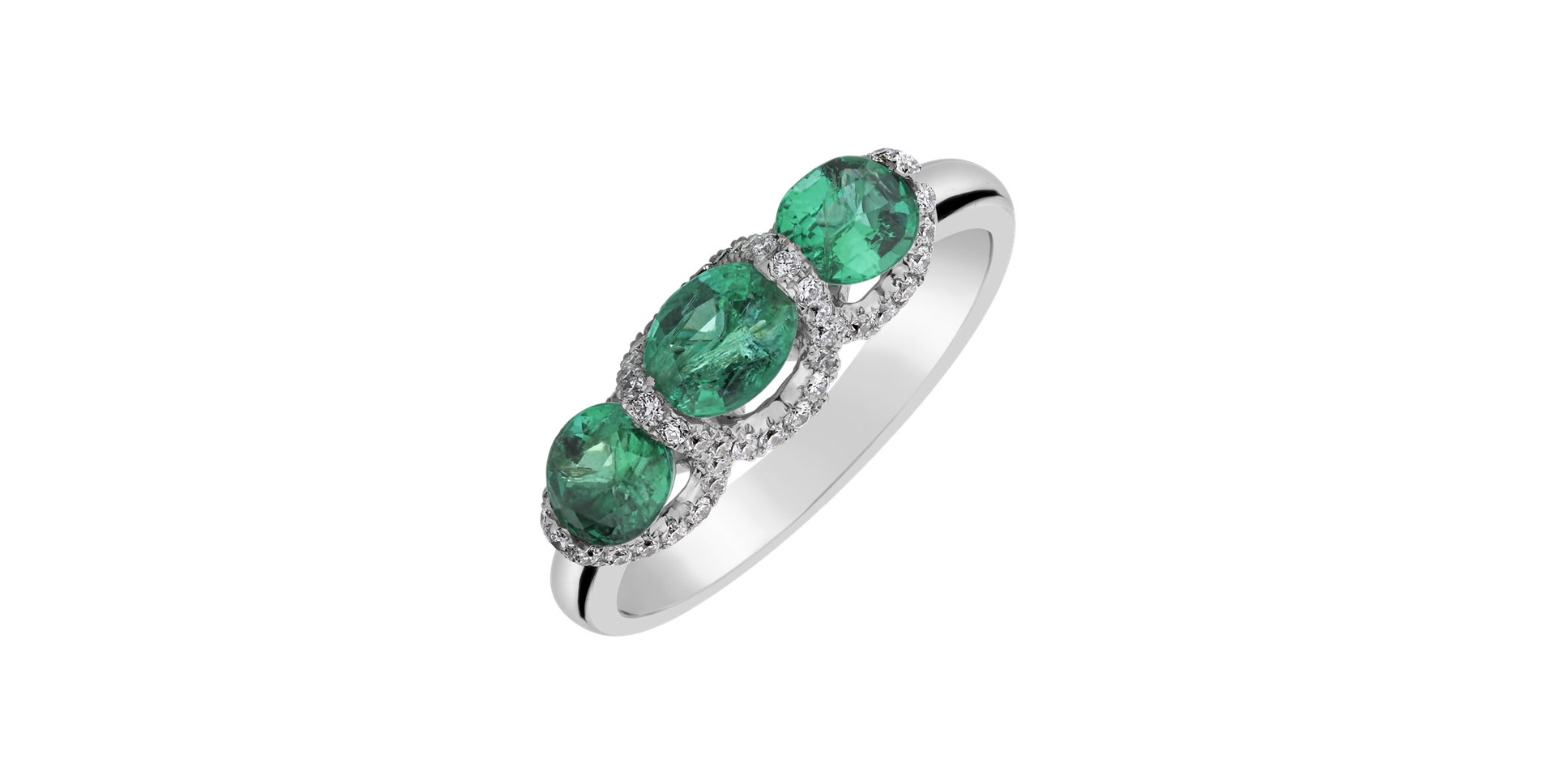 Prsteň s smaragdmi a diamantmi Emerald Elegy
