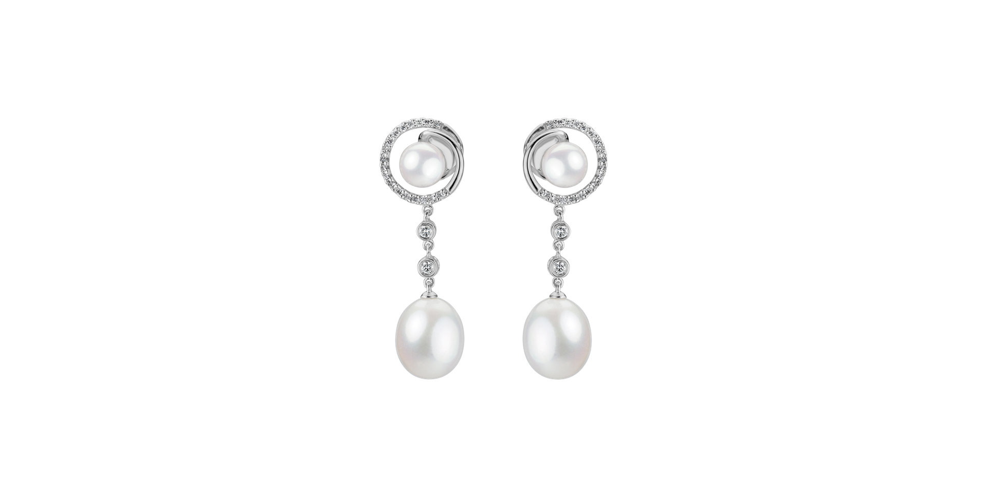 Náušnice s perlami a diamantmi Swinging Pearls