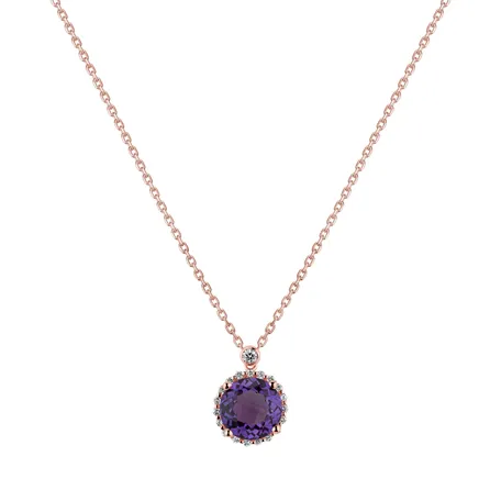 Přívěsok s řetízkom s ametystom a diamantmi Mystic Opulence