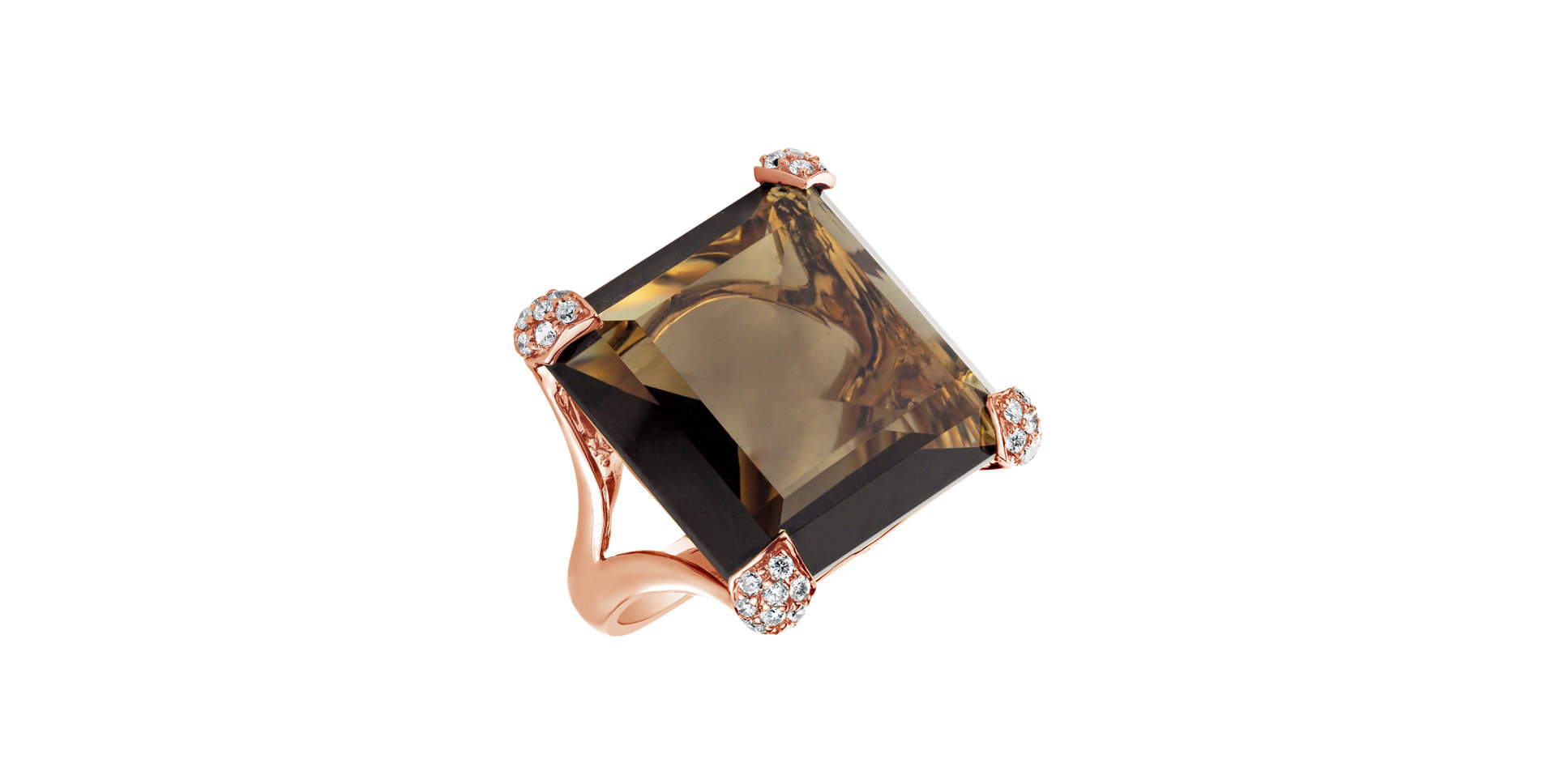 Prsteň s quartzom a diamantmi Anais