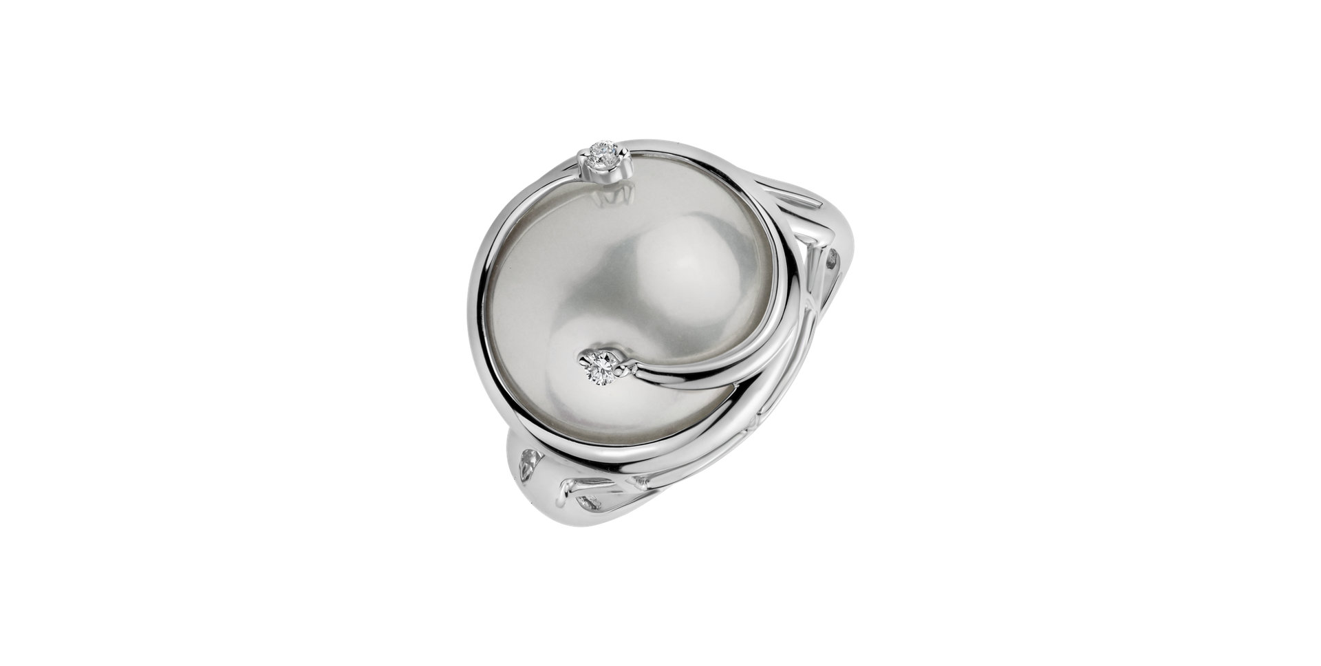 Prsteň s perlou a diamantmi Embrace Pearl