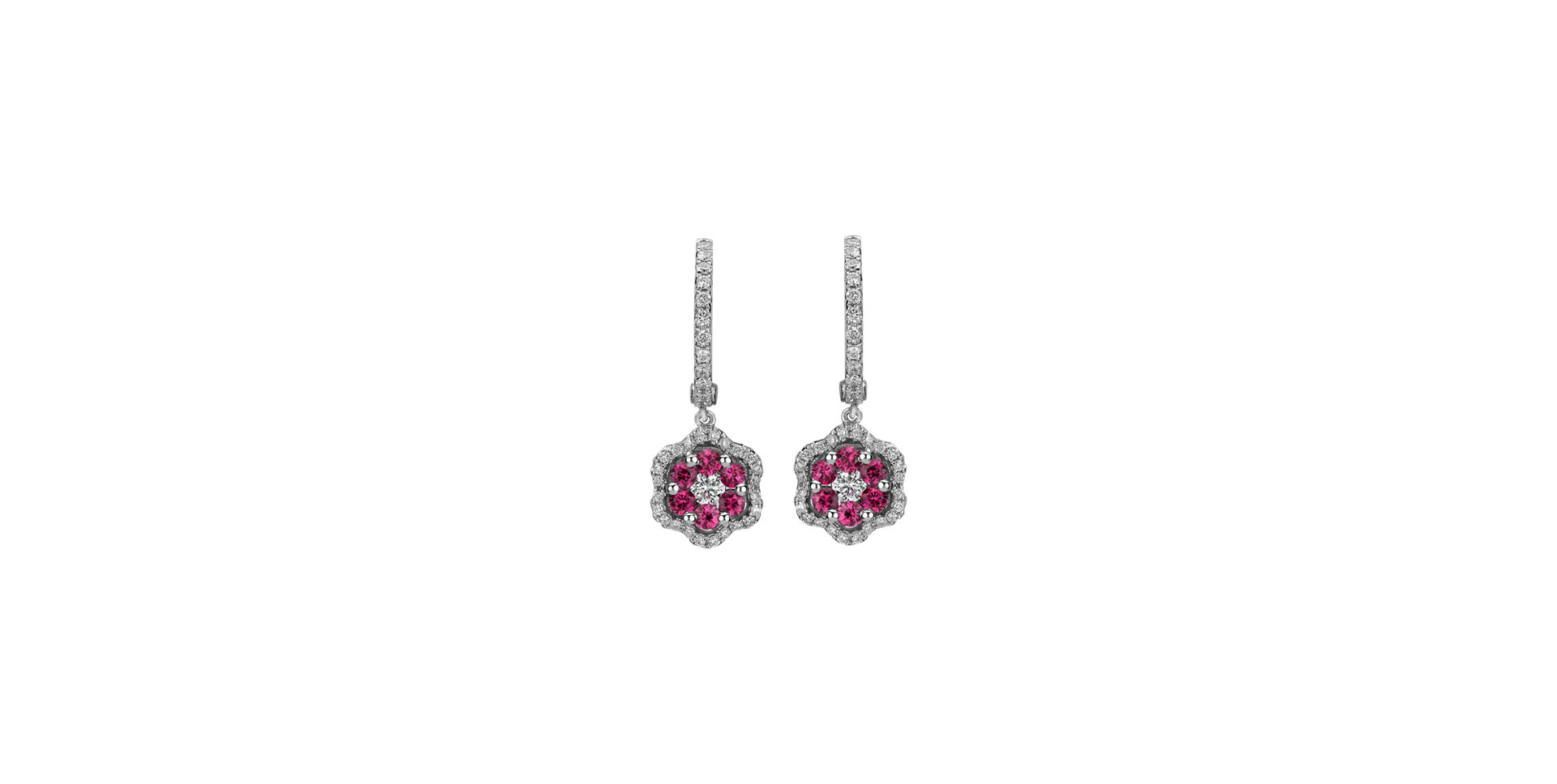 Náušnice s diamantmi a rubínmi Blooming Jewellery