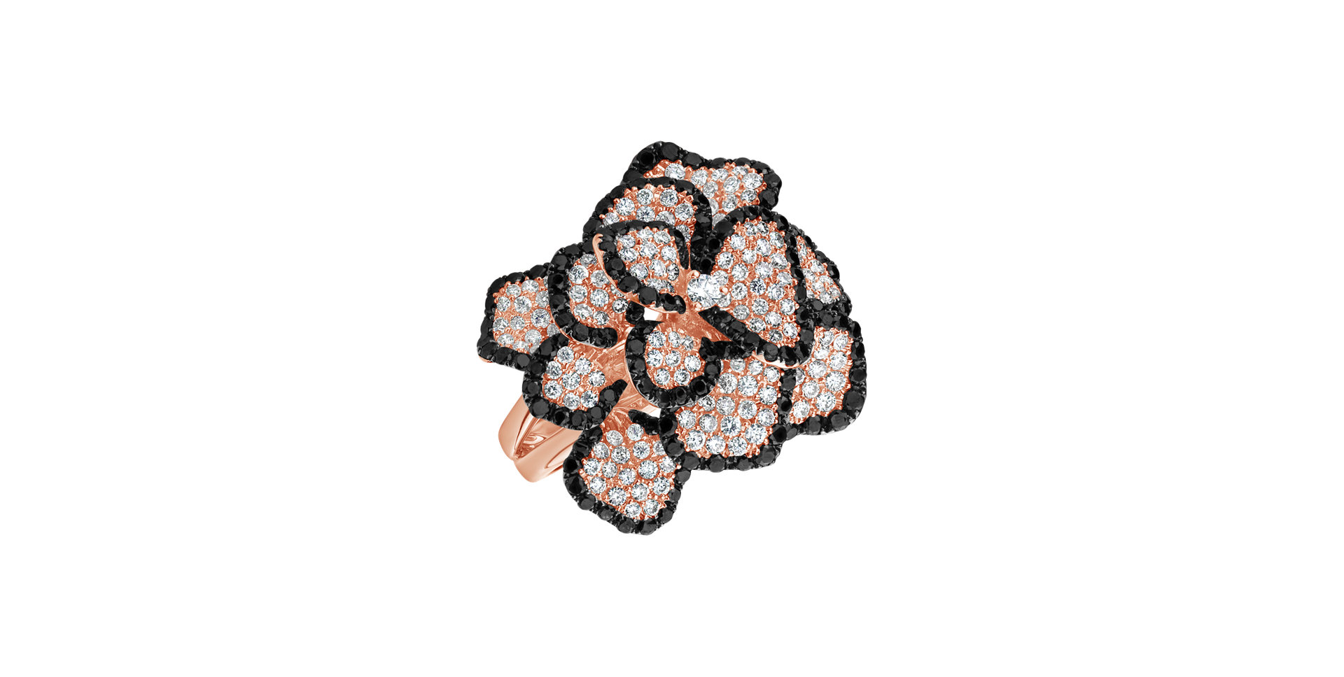 Prsteň s čiernymi a bielymi diamantmi Countess Magnolia